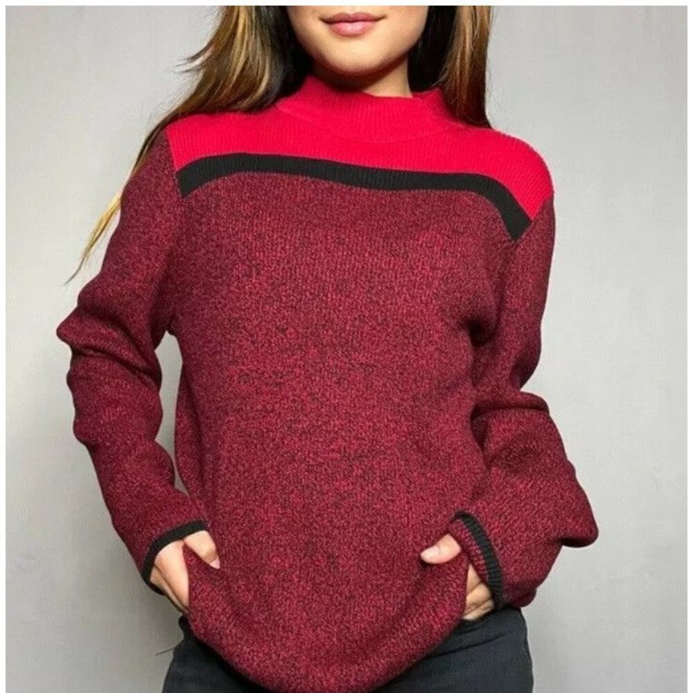 Karen Scott Woment's Plus Size 2XL Sweater Red Colorblocked Mock Neck Sweater